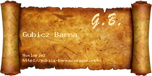 Gubicz Barna névjegykártya